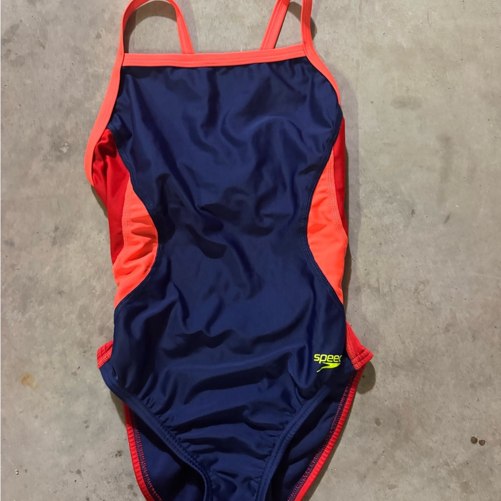 Speedo Practice Suit - Navy and Neon Orange Women’s 6